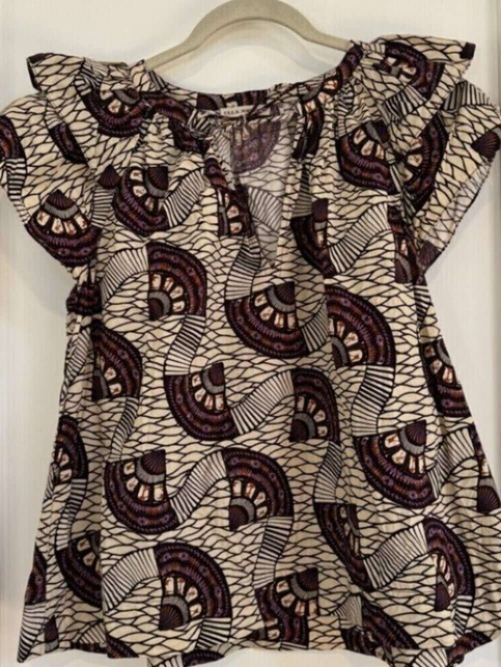 ULLA JOHNSON Elm Printed Tie-front Top In Cream